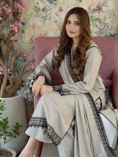 New Designer Party Wear Heavy Faux Georgette Top, Bottom & Dupatta Set with Heavy Embroidery and Fancy Latkan Work