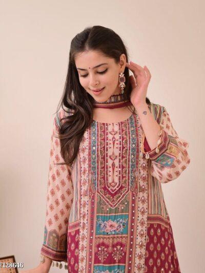 Jasood Designer Anarkali Suit Set with Kodi Round Work & Traditional Indian Prints