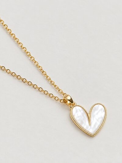 Chain with Heart-Shaped Pendant 24K Gold Plated for Women